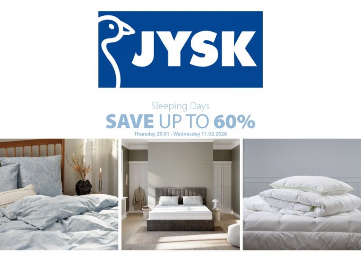 SAVE UP TO 60% At Jysk in their Sleepy Day Offer